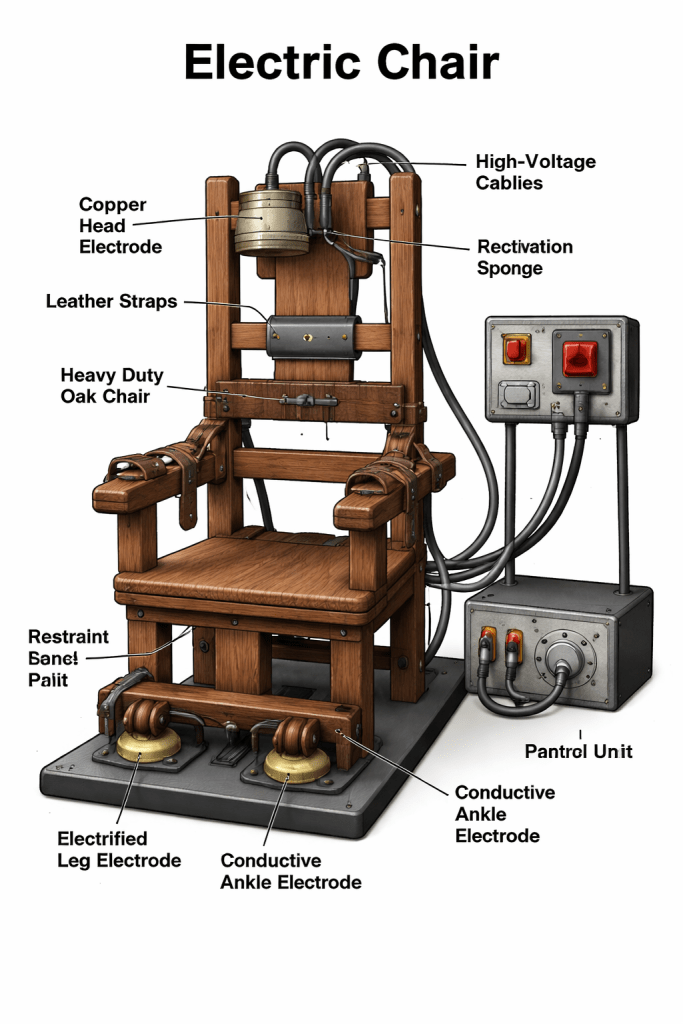 An AI-generated diagram of an electric chair. 